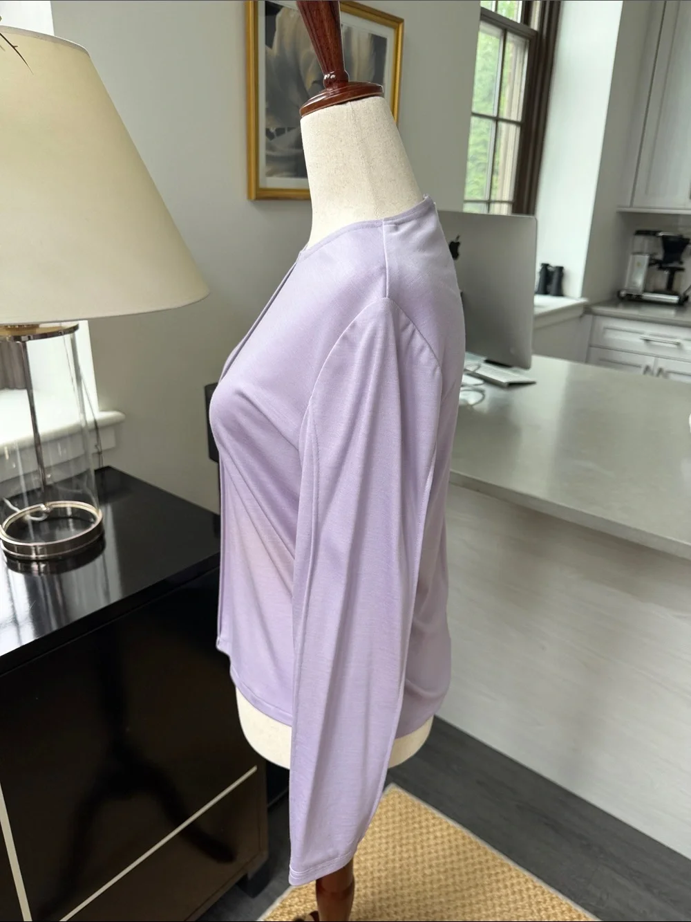 Ralph Rucci Lilac Wool Knit Long-Sleeve Top M